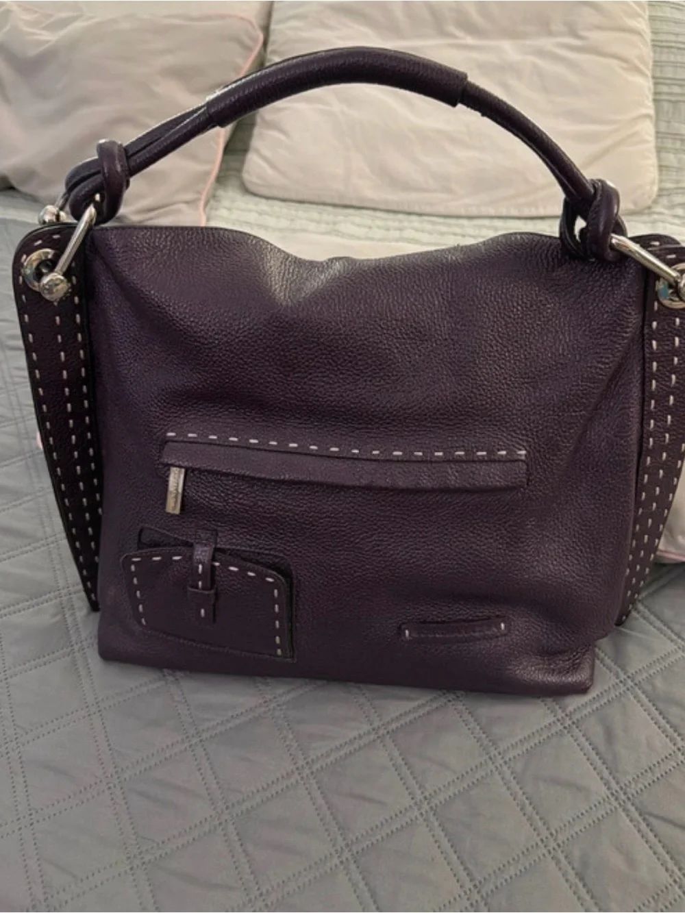 BCBGMaxAzria Deep Plum Leather Shoulder Bag